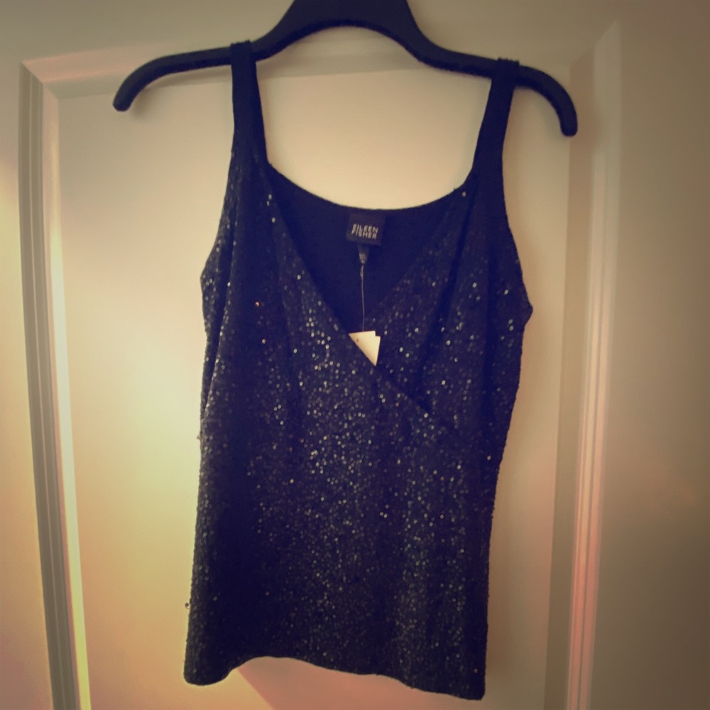Beautiful and sexy hand sewn sequined silk tank